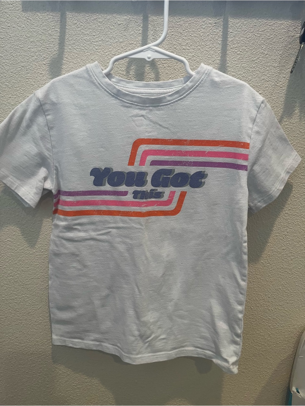 You Got This Graphic Tee - White with Pink & Orange Stripes